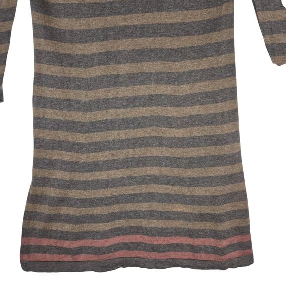 Peruvian Connection Dress Womens Small Brown Gray Striped Pima Cotton Knit - Picture 4 of 10